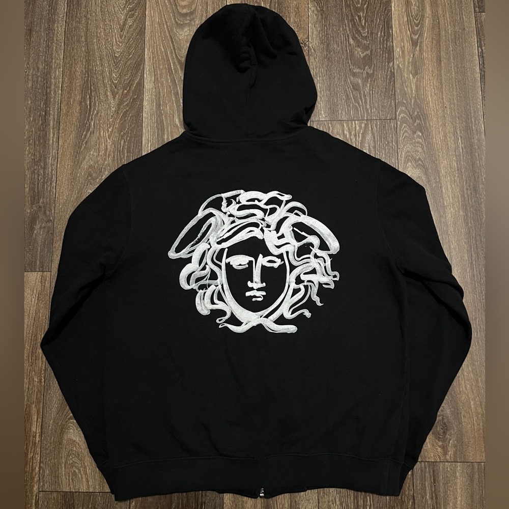 Versace Black Hoodie with White Medusa Design